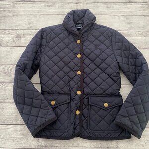 Ralph Lauren Girls Navy Blue Quilted Pea Coat Jacket Adjustable Waist Corduroy M